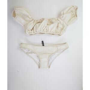 Lisa Marie Fernandez Leandra Cream Ruffle Bikini S/M New